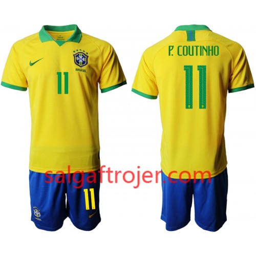 Brasilien Fodboldtrøjer P. COUTINHO 11 Børn Hjemmebanesæt Copa América 2019 Kort ærmer Brasilien Fodboldtrøjer P. COUTINHO 11 Børn Hjemmebanesæt Copa América 2019 Kort ærmer